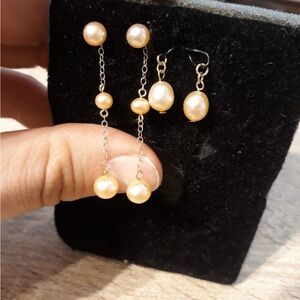 Pearl and 14k earrings with extensions